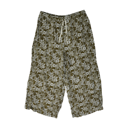 Green Plus Size Floral Wide Leg Pants