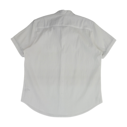 White Solid Short Sleeve Button Down