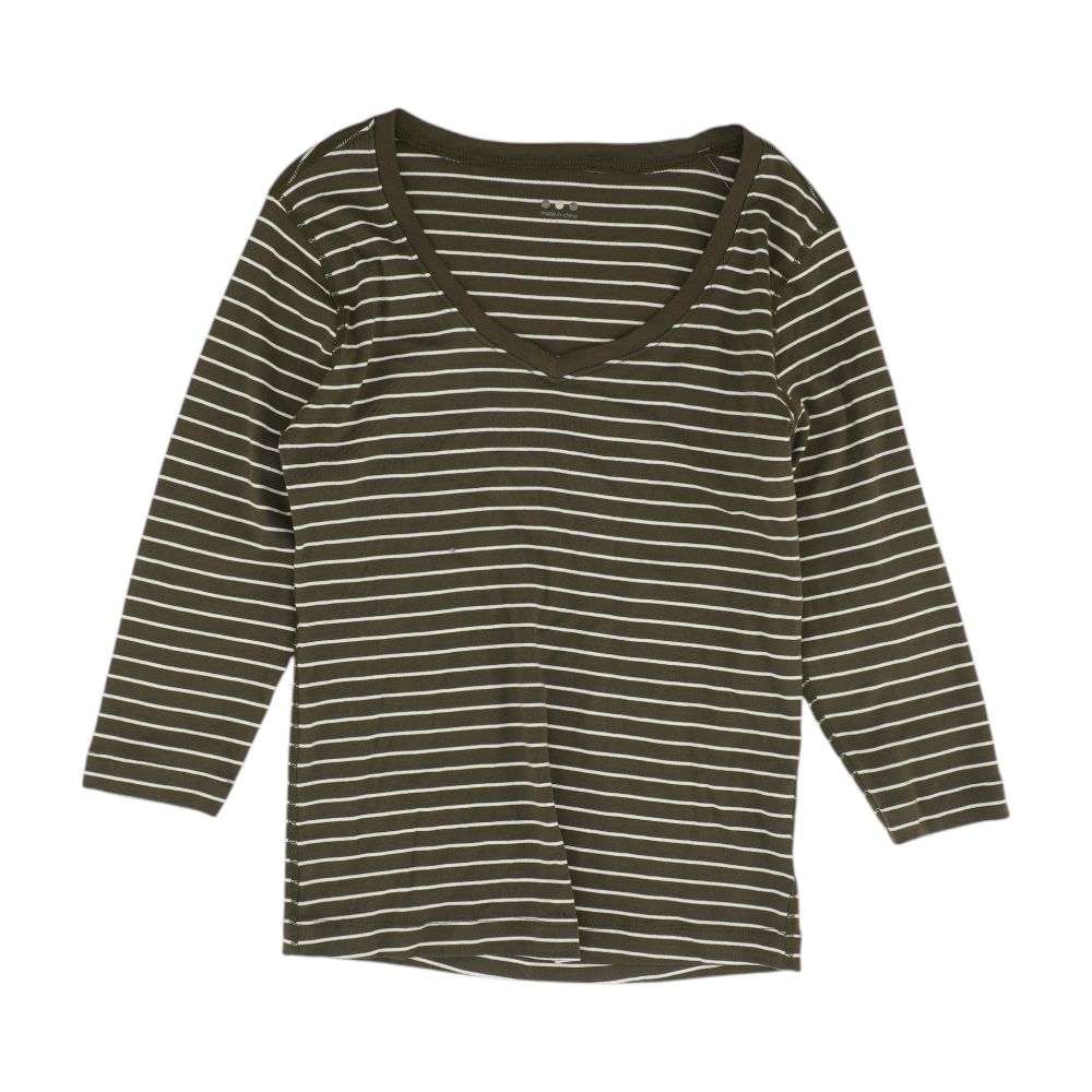 Green Striped V Neck T-Shirt