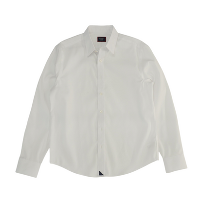 White Solid Long Sleeve Button Down