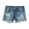 Blue Solid Denim Shorts