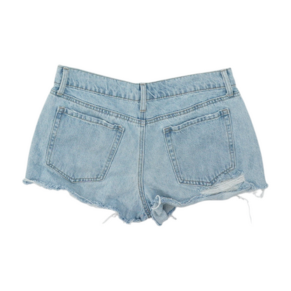 Blue Solid Denim Shorts