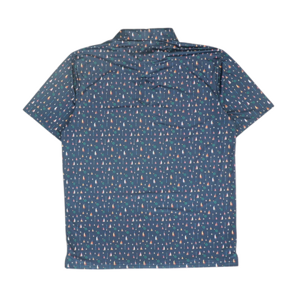 Navy Print Short Sleeve Polo
