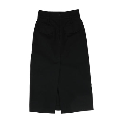 Black Solid Midi Skirt