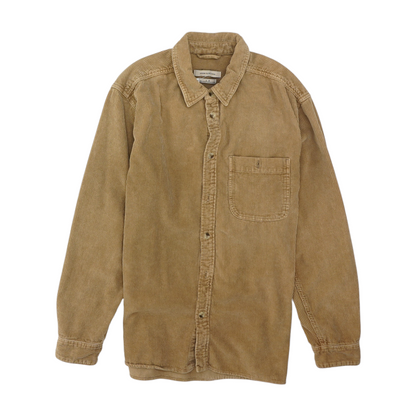 Beige Solid Flannel Button Down