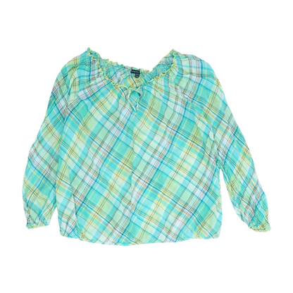 Green Plus Plaid Blouse