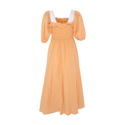 Orange Polka Dot Midi Dress