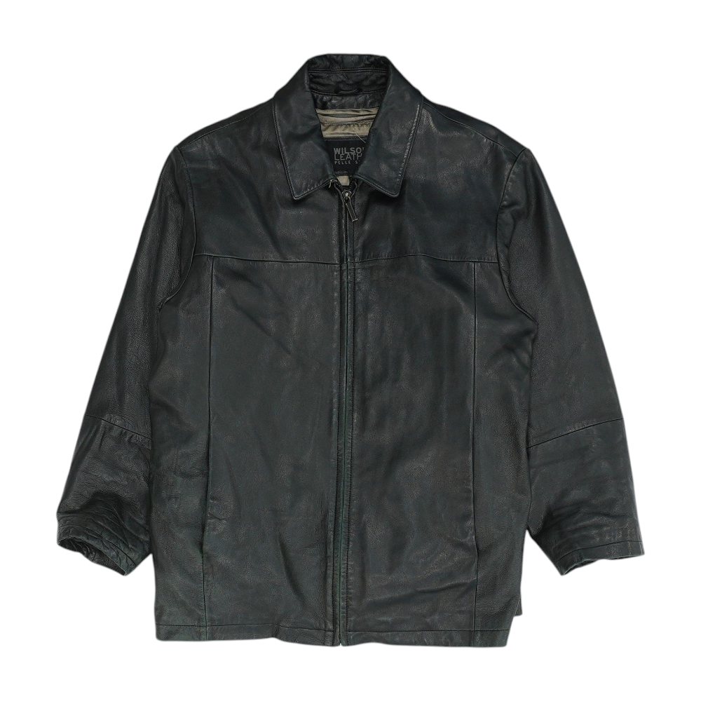 Black Solid Leather Jacket
