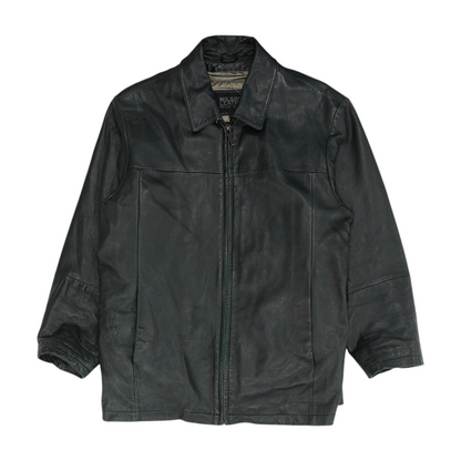 Black Solid Leather Jacket