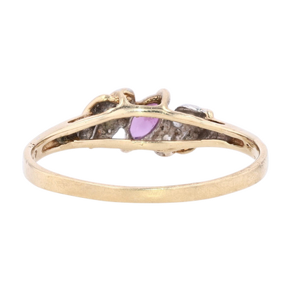 10K Yellow Gold Pink Stone Fashion Ring