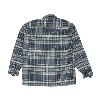 Navy Print Flannel Button Down