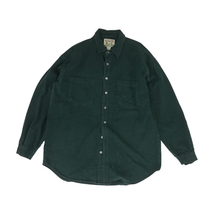 Green Solid Flannel Button Down