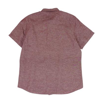 Red Solid Short Sleeve Button Down