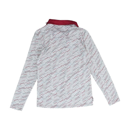 White Geometric Polo Knit Top