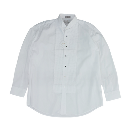 White Solid Tuxedo Button Down
