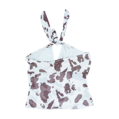 Beige Animal Print Halter Top