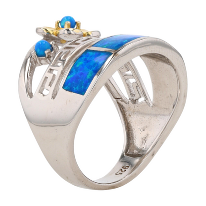 Sterling Silver Synthetic Opal Fashion Ring