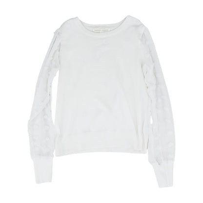 White Solid Crewneck Knit Top