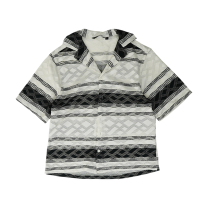 White Striped Short Sleeve Button Down