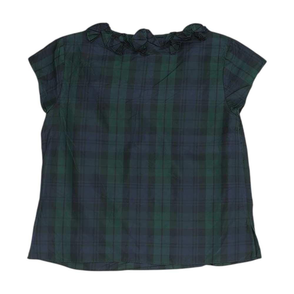 Green Petite Plaid Blouse