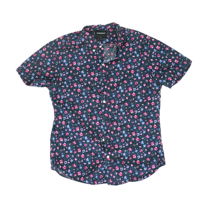 Pink Floral Short Sleeve Button Down