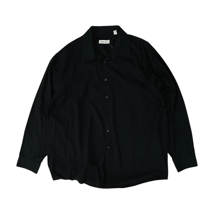 Black Solid Long Sleeve Button Down