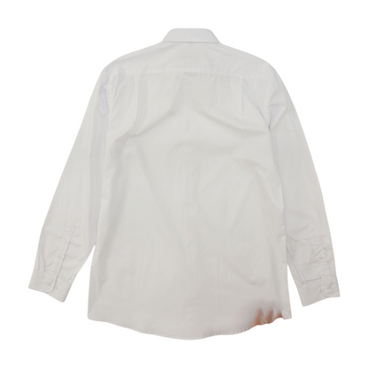 White Solid Long Sleeve Button Down