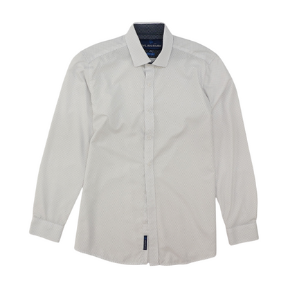 White Print Long Sleeve Button Down