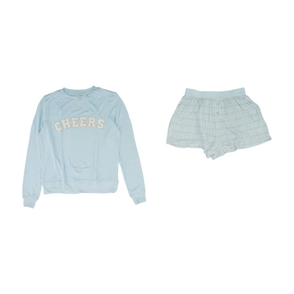 Blue Solid Pajama Set