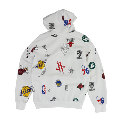 White Graphic Hoodie Pullover