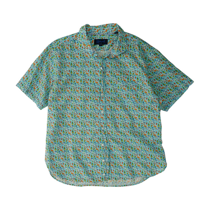 Blue Print Short Sleeve Button Down