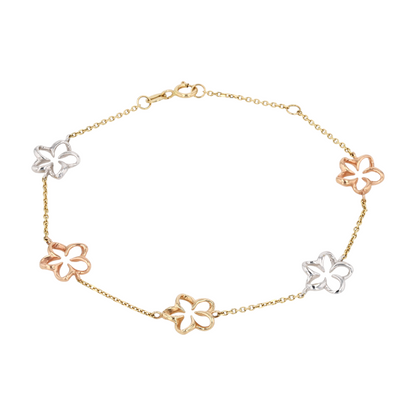 14K Tri-Tone Gold Chain Bracelet