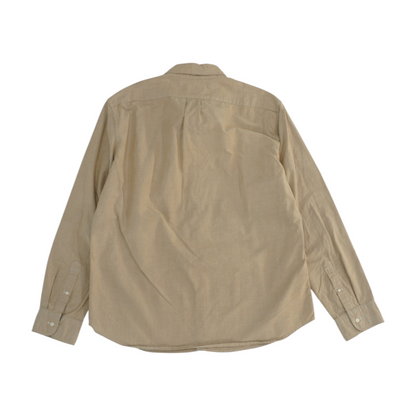 Beige Solid Long Sleeve Button Down