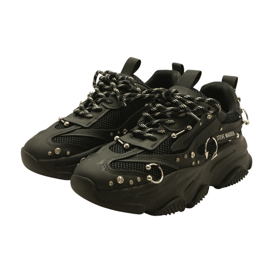 Pierced Black Low-Top Athletic Shoes