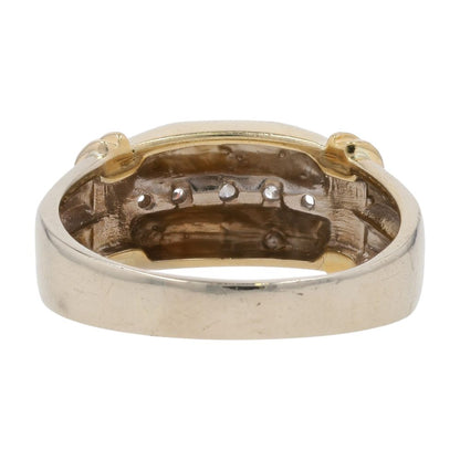 1/2 Ct 14K Two Tone Gold Gents Diamond Accented Arched Band