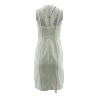 White Solid Midi Dress