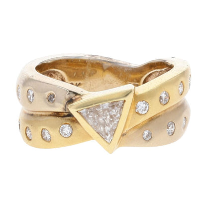 5/8 Ct 18K Gold Trillion Diamond Center With Round Diamond Accents Band