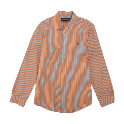Orange Striped Long Sleeve Button Down