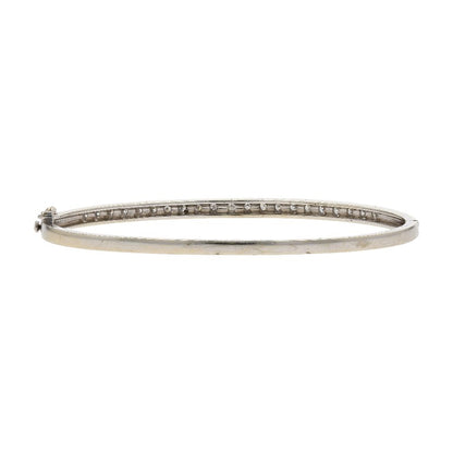 1/4 Ct 14K White Gold Round Diamond Bangle Bracelet