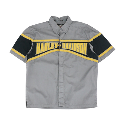 Gray Solid Short Sleeve Button Down