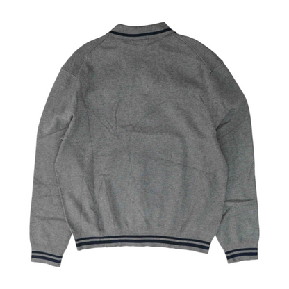 Gray Solid Long Sleeve Polo