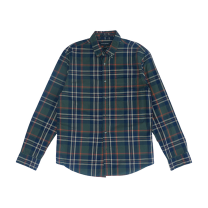 Green Plaid Long Sleeve Button Down