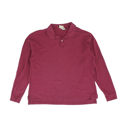Magenta Solid Long Sleeve Polo