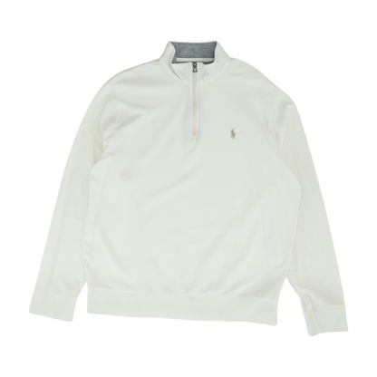 White Solid 1/4 Zip Pullover