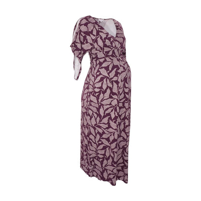 Purple Maternity Floral Midi Dress