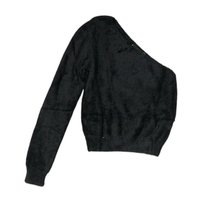 Black Solid One Shoulder Sweater
