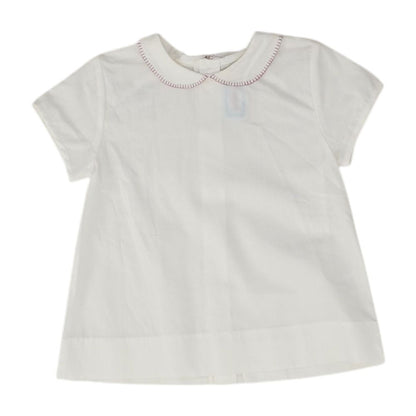 White Solid Short Sleeve Blouse