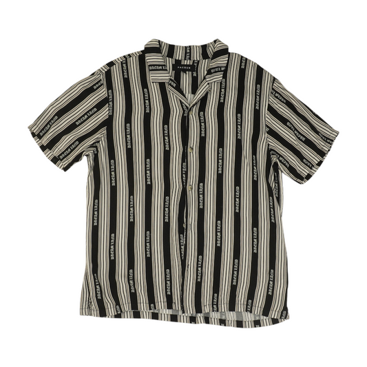 White Striped Short Sleeve Button Down