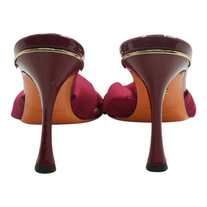 Red Sofia Fabric & Leather Mules
