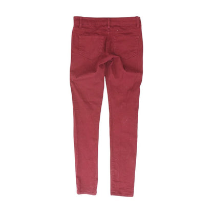 Red Solid High Rise Slim Leg Jeans
